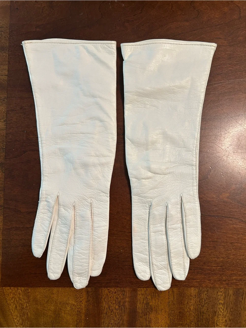 Classic Vintage Women's Long Kid Leather Gloves - White